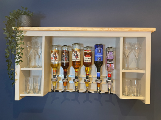 Man Cave/Home Pub Wall Shelf With 6 Optic Dispensers