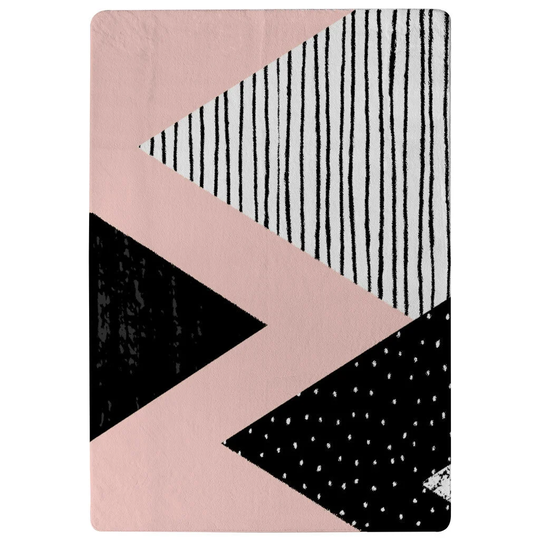 Elliot Triangles Designer Shaggy Pink/Black Rug