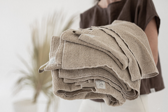 Linen Terry Towels, Soft, Heavy, Natural Undyed Color, Bath Sheet, Hand Towel, Wash Cloth, Absorbent, Eco-Friendly, Handmade in Lithuania