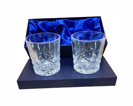 Personalised Engraved Single Or Pair Of Whisky Champagne Hiball Glasses in Silk Lined Gift Box Various Styles Available