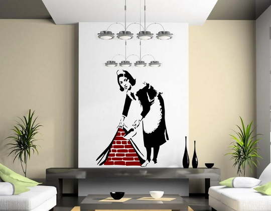Banksy Maid in London Iconic Graffiti Urban Art Large Vinyl Wall Sticker Removable Decal Decoration For Home, Office, Cars, Vans, Fridge
