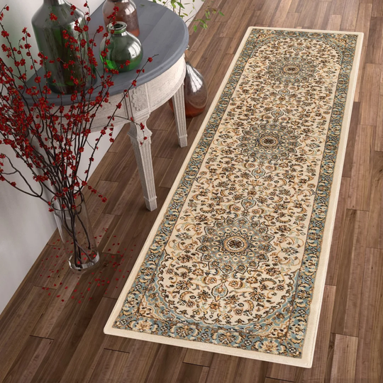 Timeless Aviva Traditional Oriental Tufted Ivory/Green Rug
