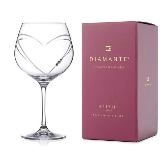 Heart in Hearts Gin Glass Copa Hand Cut and Embellished with Swarovski Crystals - Perfect Gift