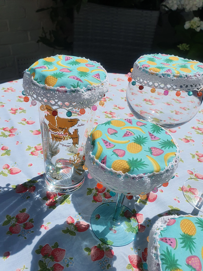 Cocktail Glass Cover/ Girly Night Drink Set/ Summer Gift/ Jug Pitcher Pineapple Watermelon Exotic Eco Drinks Cover