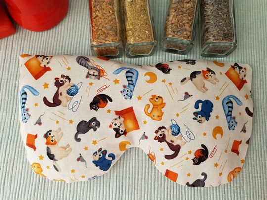 Cats, Kitten Weighted Oragnic Eye Pillow, Gift For Yoga Lovers, Best Gifts, Strapless Organic Mask, Pillow