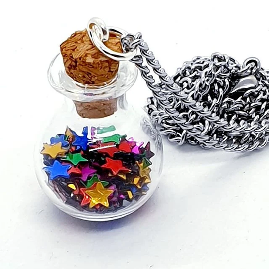 Rainbow Stars Bottle Necklace