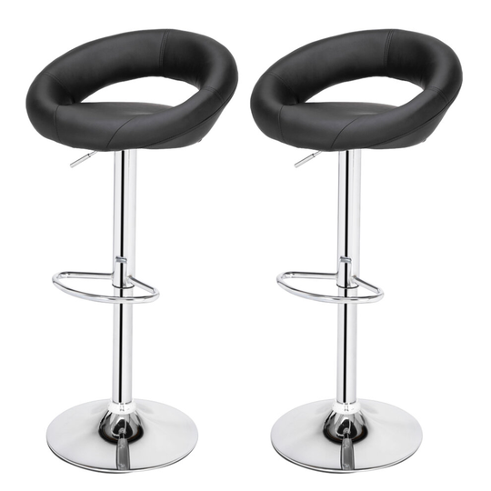 2Pcs Bar Stools Kitchen Swivel Gas Lift Stools Breakfast Pub Chairs