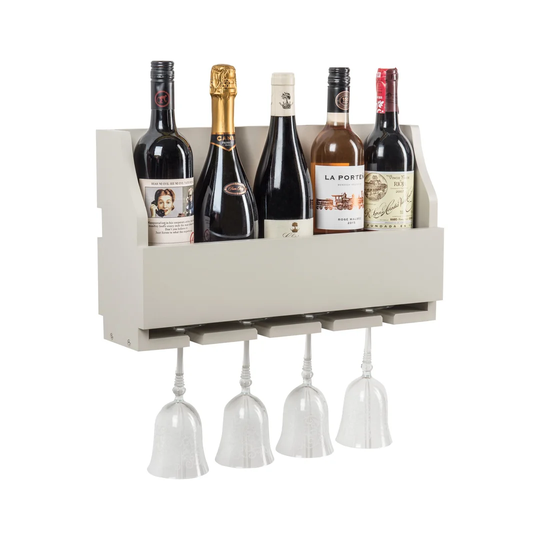 Lytchett 5 Bottle Wall Mounted Wine Bottle & Glass Rack