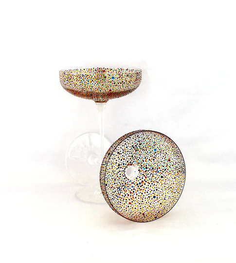 A Pair Of Cocktail/Champagne Polka Dot Coupe Glasses