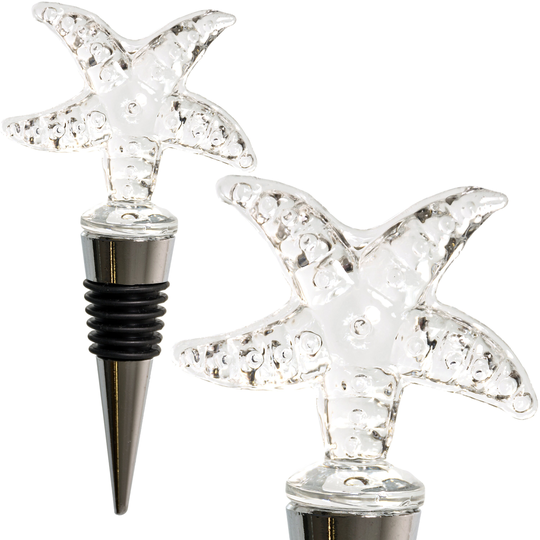 Starfish Wine Bottle Stopper - Glass Shaped Nautical Decorations/Decor For Home Bar Boating Themed Gift