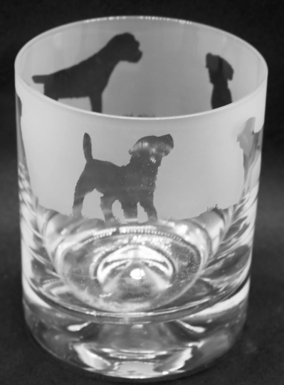 30Cl Glass Whisky Tumbler With Border Terrier Frieze Design