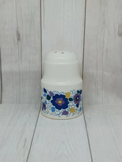 Flour Or Sugar Sifter By Shorter & Sons ~ Shaker Mid Century Blue & Purple Flowers Royal Crown Devon Muffineer