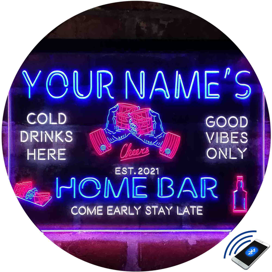 Personalized Whisky Glass Home Bar Tri-Color Led Neon Light Sign, Unique 3D Engraved Art Decor | Customize Name Date Text Man Cave St9-P5-Tm