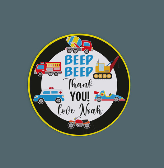 Beep Thank You Party Favor Stickers Birthday You Gift