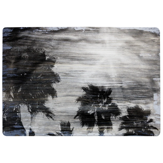 Friedell Palm Designer Shaggy Grey/Black Rug