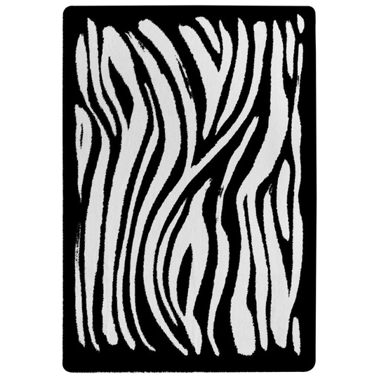 Panek Zebra Print Designer Shaggy Black/White Rug