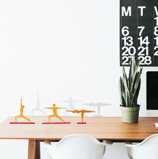 Office Desk Yoga Decor - Zen Warrior Pose Series 1-2-3 Set Mounts Three Ways 3D Printed in Silk Sheen Pla Yoga
