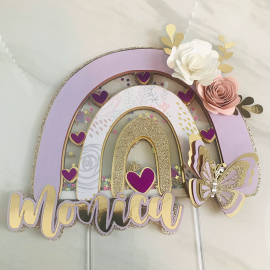 Rainbow Flowers & Butterfly Cake Topper/ First Birthday Rainbow Rainbow, Butterflies