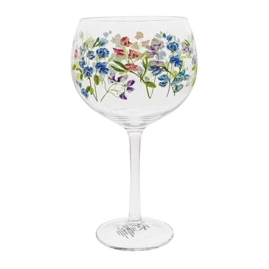 Ginology Sweet Pea Decorated Gin Copa Balloon Glass Floral Design Gift