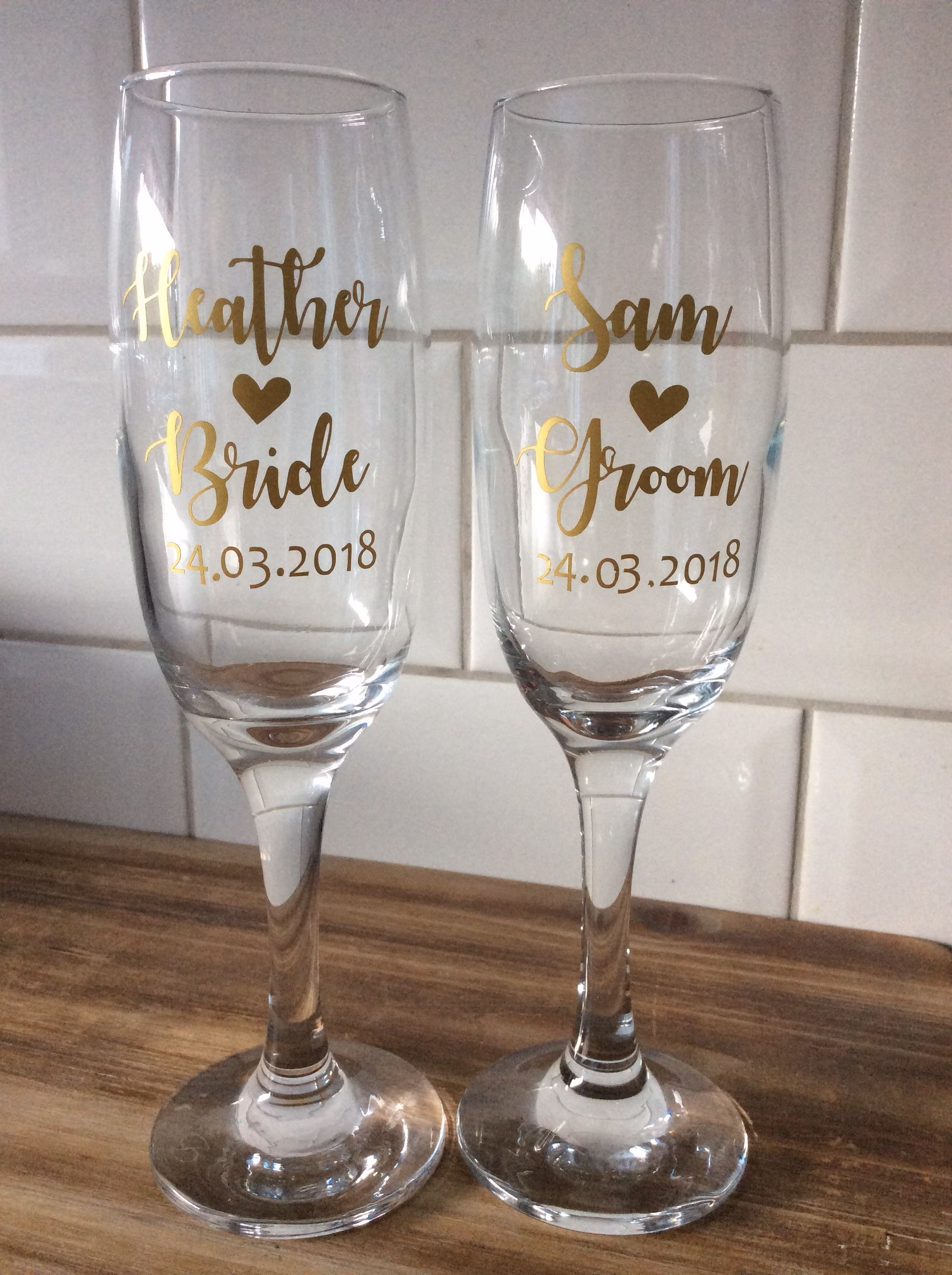 Bride & Groom Personalised Decal, Wedding Glass Mr Mrs Decal