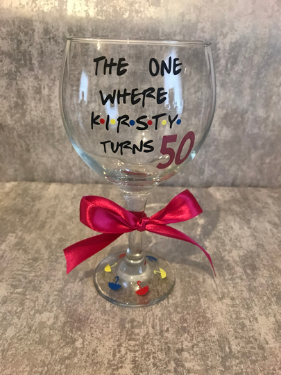 Personalised Gin Glass, Birthday Gift For Her, 50Th Gift, Glass 50Th, Friends Age