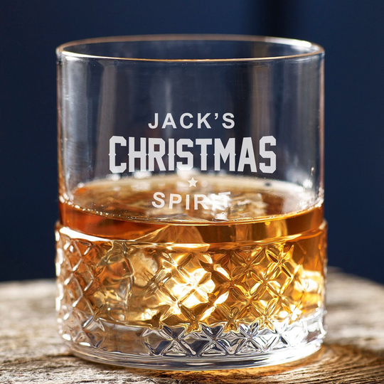 Personalised Retro Crystal Tumbler | Christmas Spirit Whiskey Glass Whisky Drink