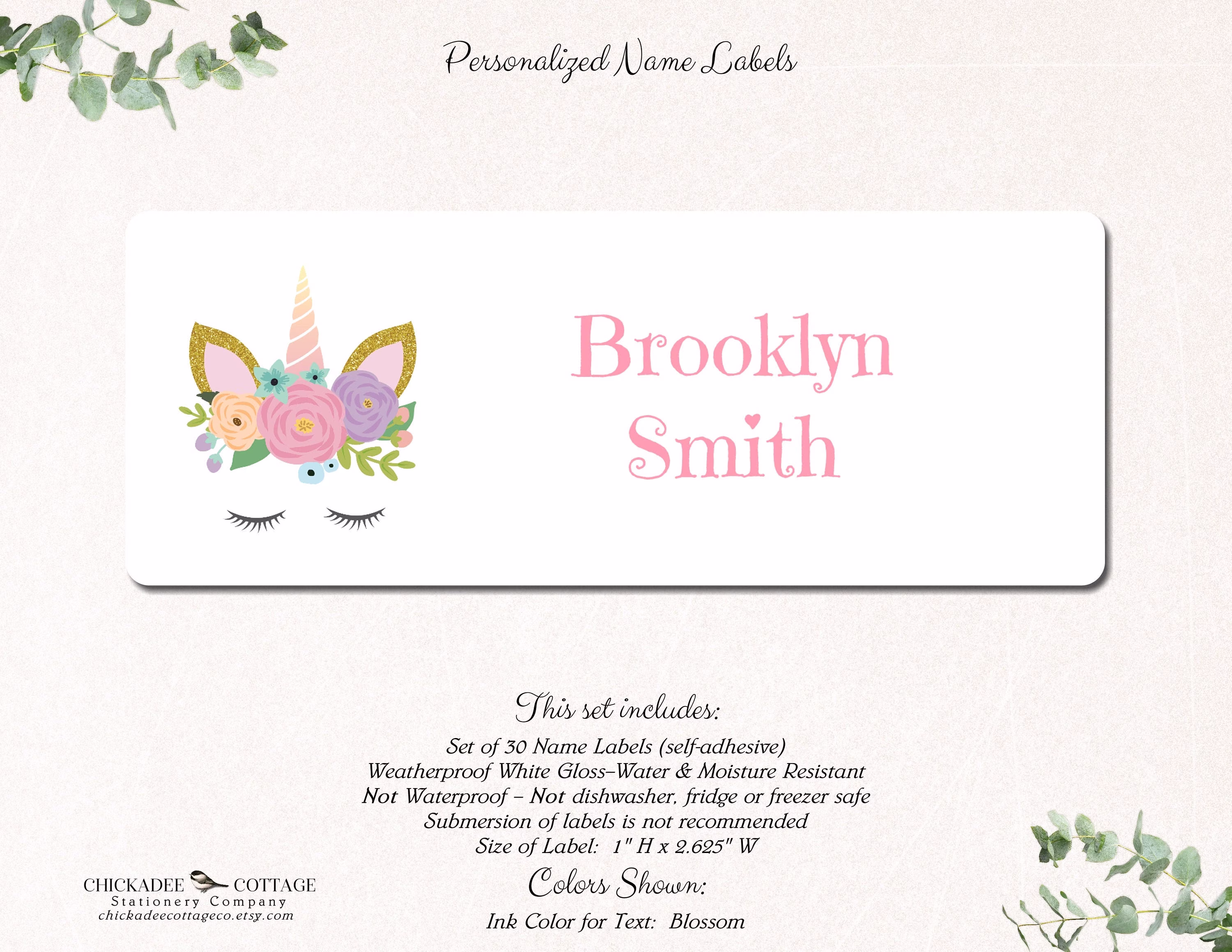 Unicorn School Supply Labels, Name Stickers, Labels For School, Girls, Personalized Back To Gift Unicorn