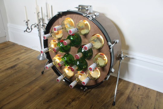 Upcycled Drum Wine Rack. A Unique Rack With Internal Lights. Perfect Gift For Drinks & Music Lovers. Ideal For Drummers