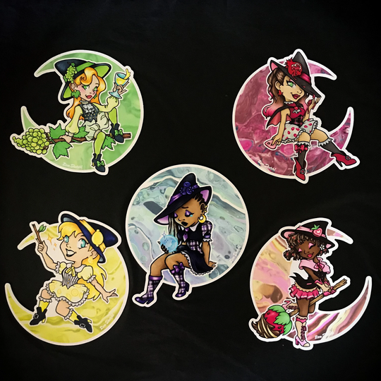 Fruit Coven Magnets, Witch Moon Phase Cute Art, Magnets