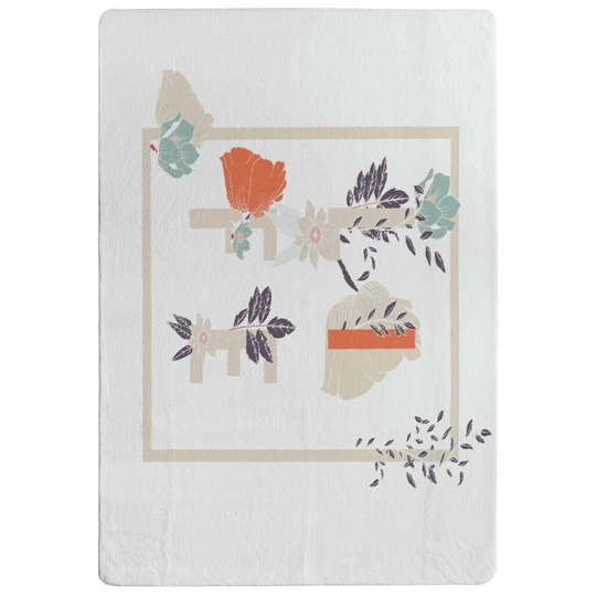 Overcash Life and Flowers Designer Shaggy Cream/Orange/Blue Rug