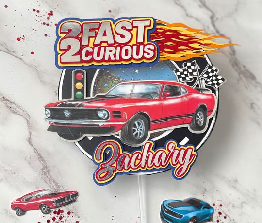 Two Fast Cake Topper, With Lights, Two Fast, Curious Cake Topper, Race Car Birthday, Speed Limit 2, 2nd Wheels Birthday