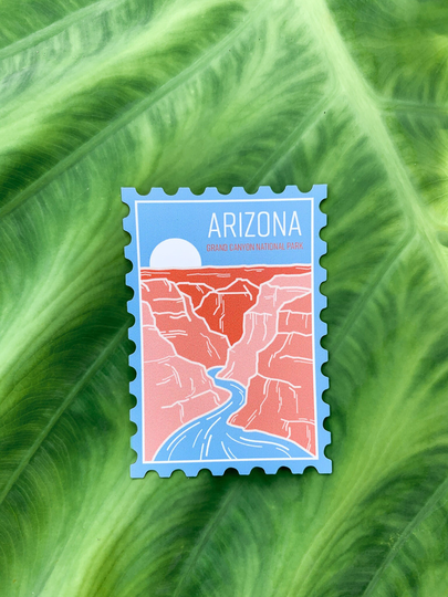 Arizona Grand Canyon National Park Stamp Magnet | Mountains Fridge Car Magnet, Decorative Decal, Cute Gift, Weatherproof