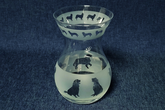 Golden Retriever Engraved Glass Small Bouquet Vase