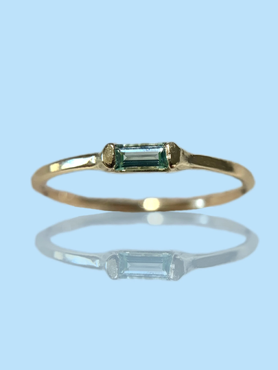 Mint Tourmaline Baguette Ring in 14K Gold