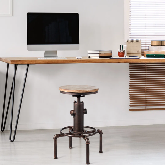 Industrial Bar Stool Vintage Stool W/ Ergonomic Footrest Height Adjustable Bar Stool