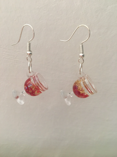 Wine Glasses Novelty Unique Quirky Alcohol Gift Birthday Handmade Earrings
