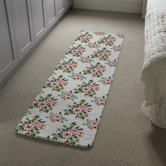 Legault Watercolour Plants Designer Shaggy White/Green Rug