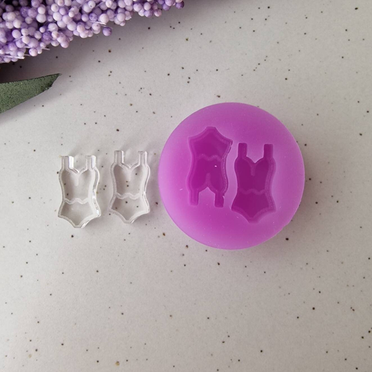 stud Earrings Resin Mold - 15mm Swimsuit Mold, Beach Swimwear Mould, Flexible Silicone Polymer Clay Supplies, Supply