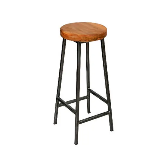 Bertie Elmsworth - Steel Frame Industrial Bar Stool With Chunky Elm Seat