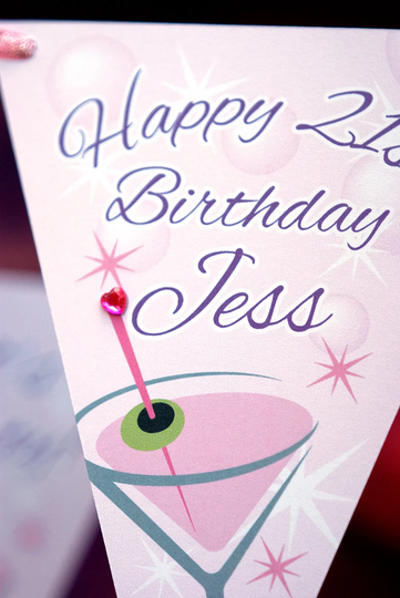 Personalised Birthday Party Bunting - 21st Cocktail 30Th 40Th 50Th 60Th Banner Pink Girls Hen
