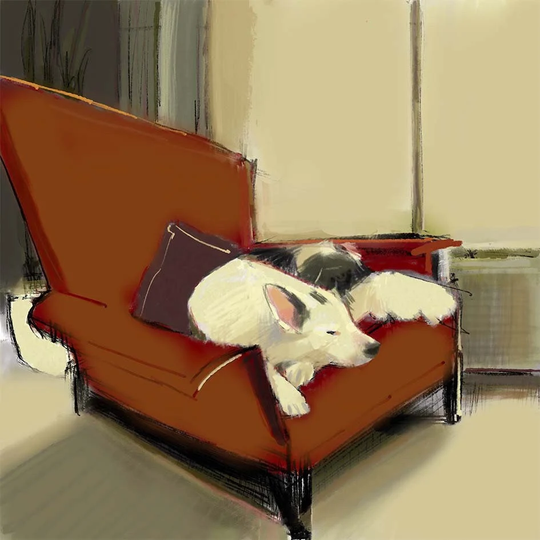 Sleeping Dog Whimsical Print Naive Contemporary Art