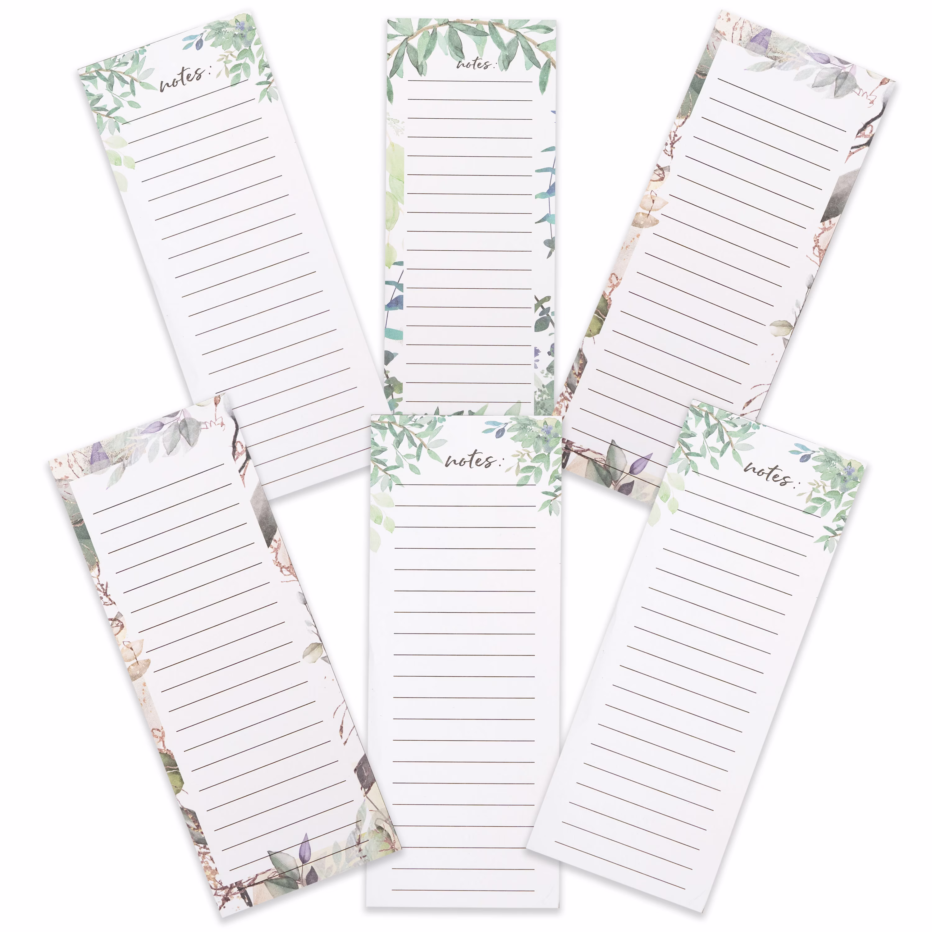 Grocery List Magnet Pad For Fridge, To Do Notepad, Pack Of 6 Writing Pads With Magnetic Back in 3 Modern Floral Paper Designs