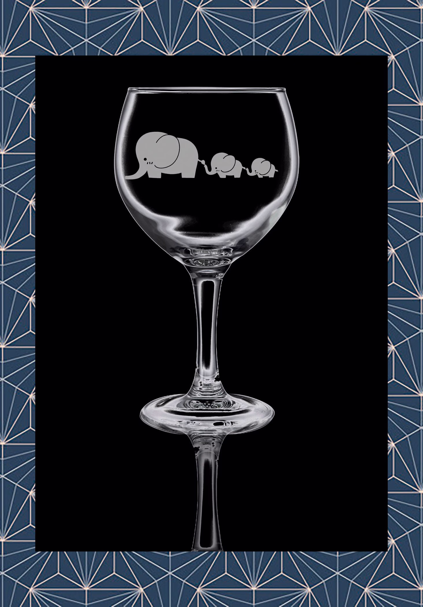 Elephant Family Engraved Balloon Gin Glass. Beautiful Etched Personalised With Name. Design Won't Wear Off Like Vinyl.77