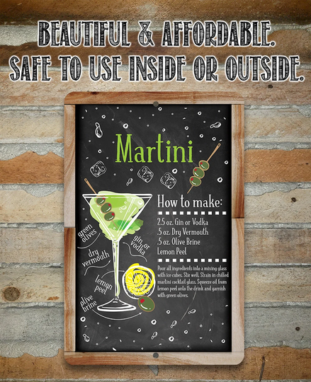 Martini Bar Recipe 8" X 12" Or 18