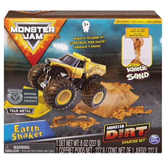 Monster Jam, Earth Shaker Monster Dirt Starter Set, Featuring 8oz of Monster Dirt and Official 1:64 Scale Die-Cast Truck