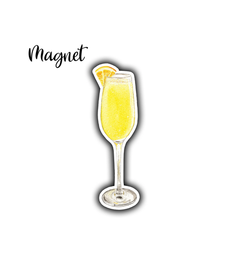 Mimosa Magnet, Die Cut Cocktail Fridge Watercolor Waterproof Sunday Brunch Magnet
