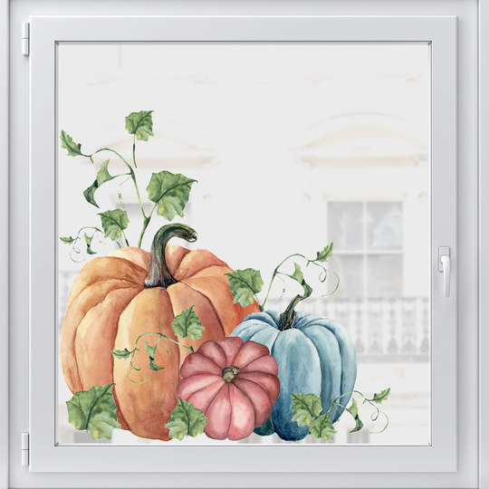 Pumpkin Window Sticker - Fall Halloween Corner Cling Decals For Home Shop Windows