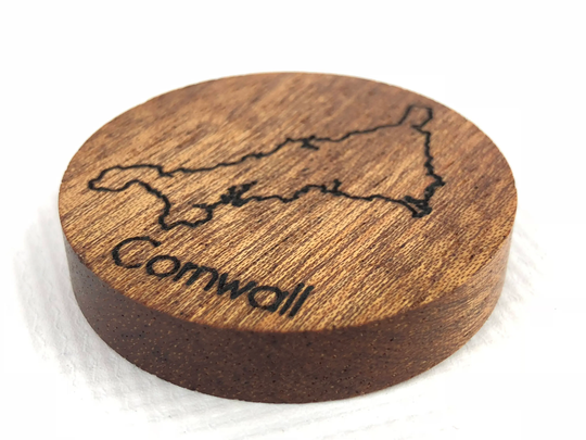 Cornwall Map Fridge Magnet - Handmade Reclaimed Wood Made in Wooden Keyring Rustic Tactile Recycled Branding Key Fob Loop Souvenir