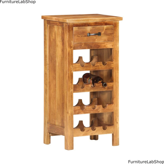 Wooden Wine Rack Country Style Kitchen Cabinet Bottle Stand Freestanding Shelving Unit Rustic Console Table Home Storage Furniture