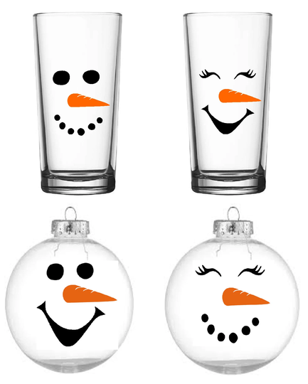 6/10 Snowmen Snow Lady Face Christmas Vinyl Stickers Decals For Wine Glass, Tumblers, Mugs, Baubles Ect